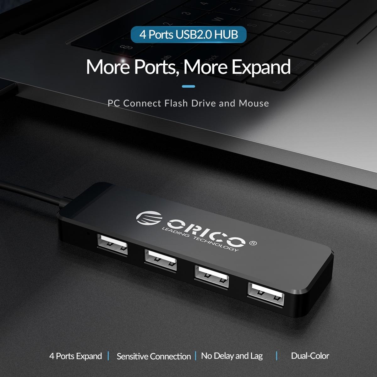 4-Port Usb 2.0 Hub Converter Black