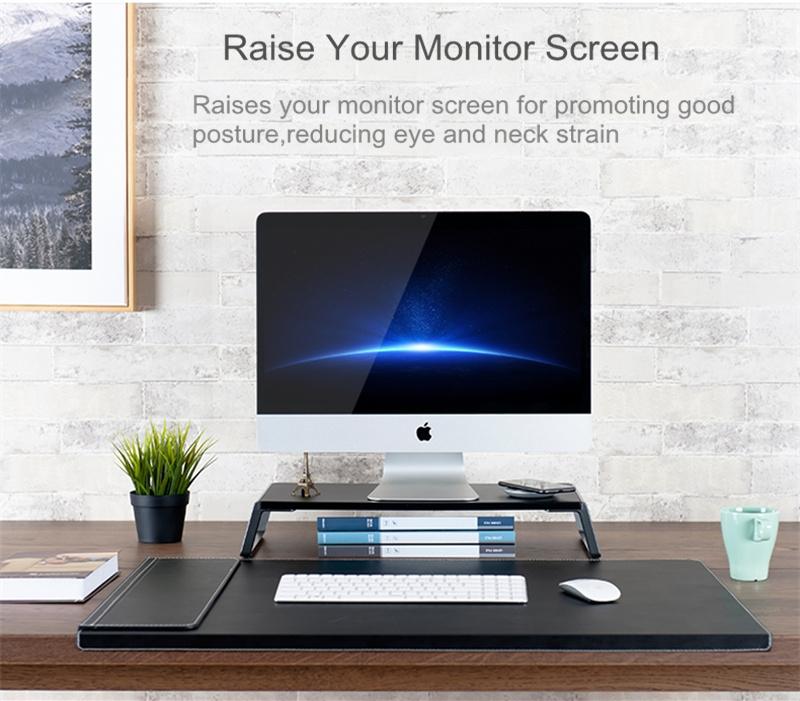 Metal Feet Monitor Stand for Imac Macbook Lcd Printer - Dark Wood Grain