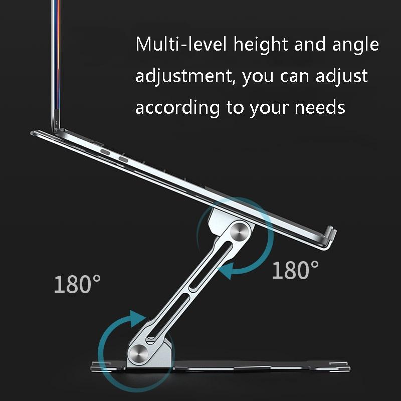 Foldable Laptop Stand - Hollow Design Heat-dissipating Flat Desktop - Deep Space Gray
