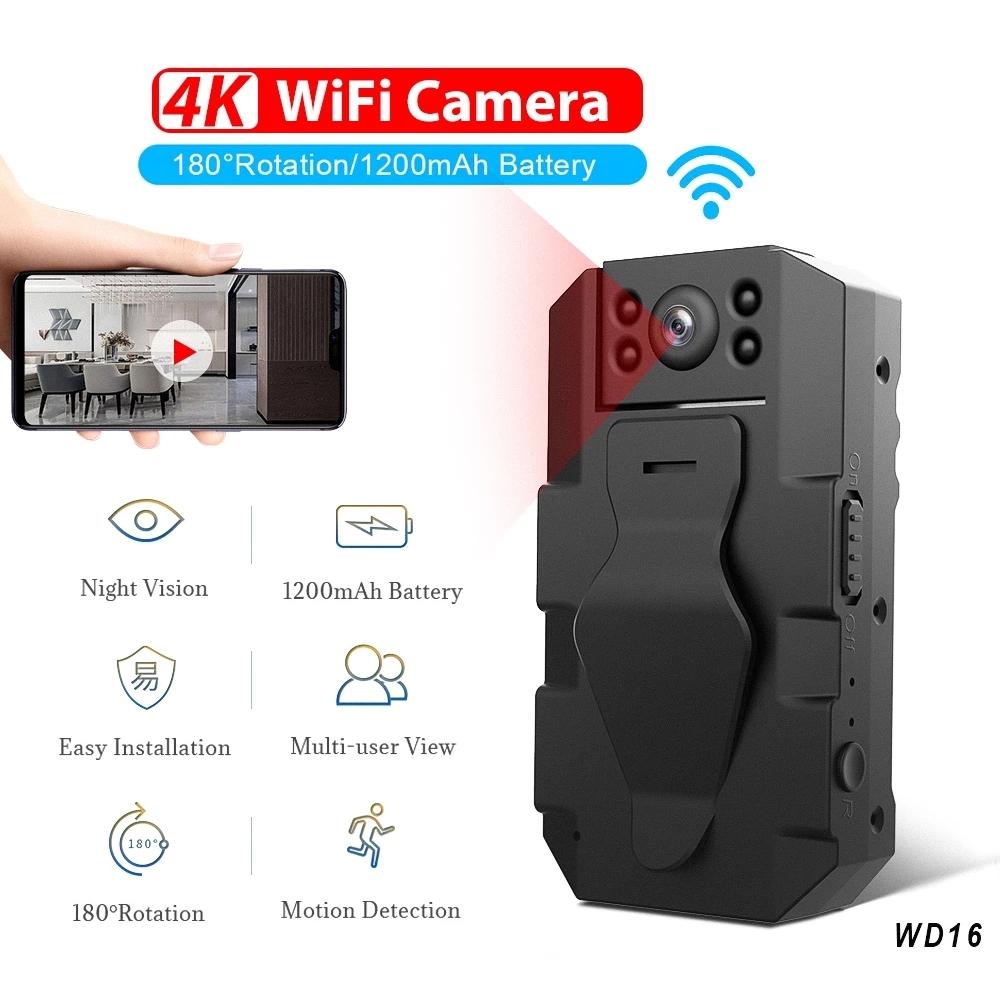 180 Degree Mini Wifi Camera With Back Clip - Black