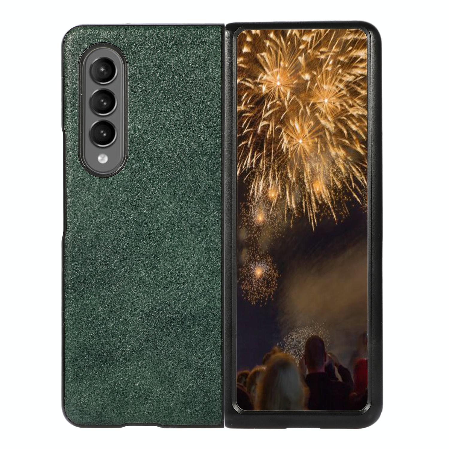 For Samsung Galaxy Z Fold4 5G Two Tone Litchi Pu Case - Slim & Stylish - Black