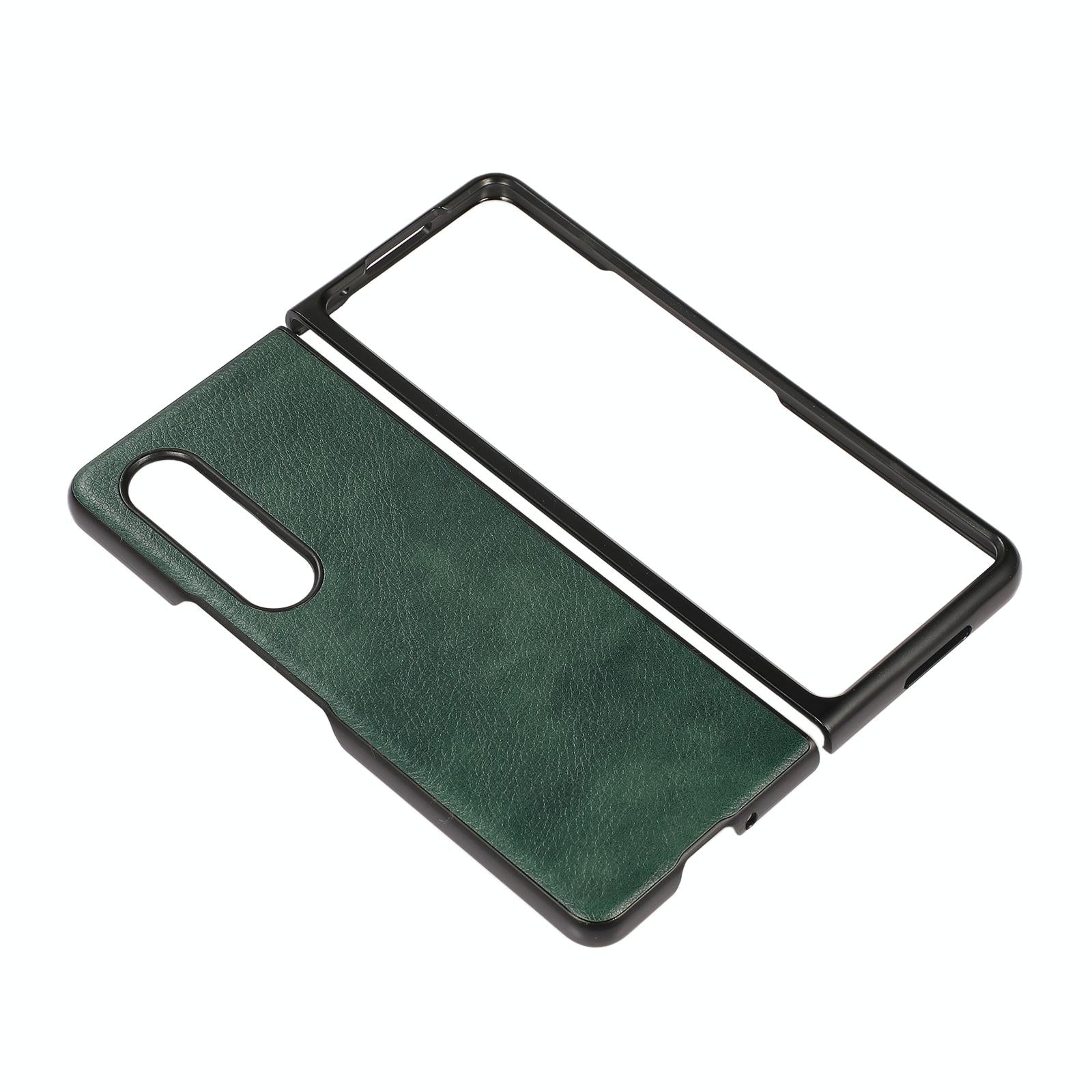 For Samsung Galaxy Z Fold4 5G Two Tone Litchi Pu Case - Slim & Stylish - Black