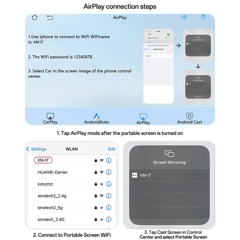 7 Inch Carplay Portable Car Video Navigation - Black