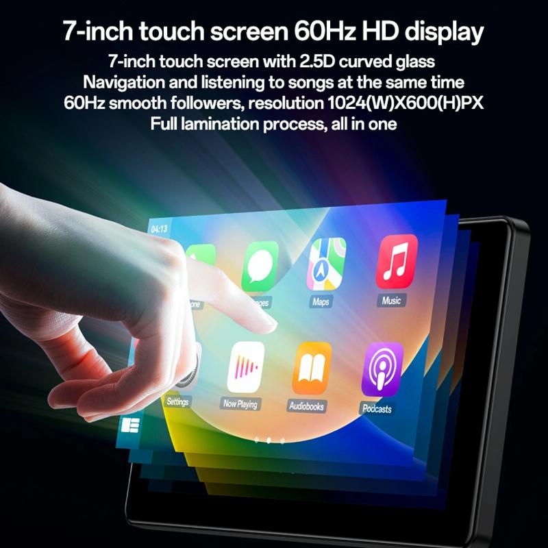 7 Inch Carplay Portable Car Video Navigation - Black