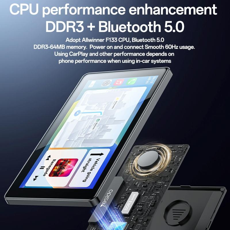 7 Inch Carplay Portable Car Video Navigation - Black