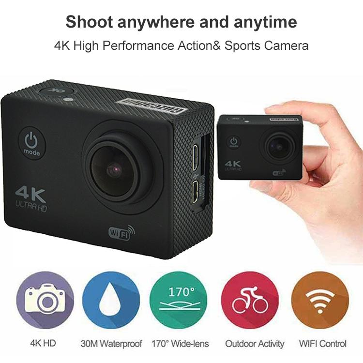 Waterproof 4k Action Camera for Cycling and Diving - Black