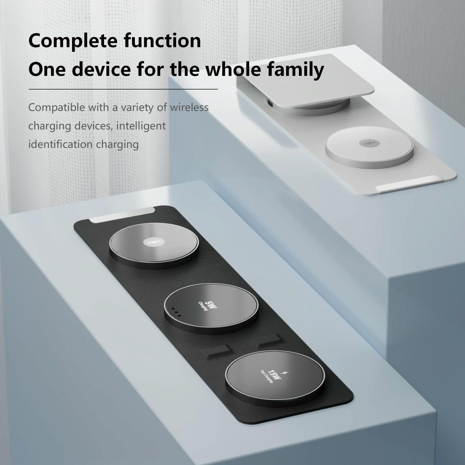 15W 3 In 1 Magnetic Wireless Charger - White