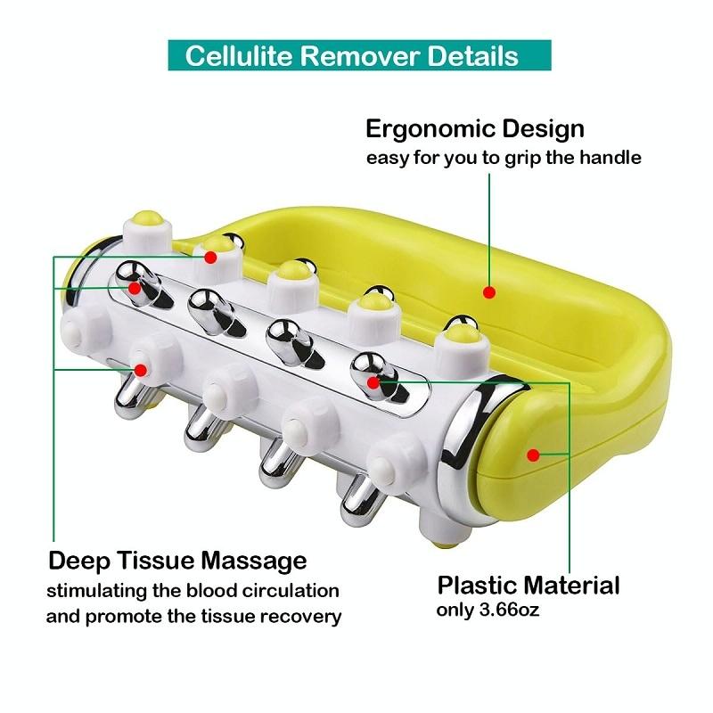 Curved Handheld Roller Massager 5 Rows Soothing Relief - Yellow