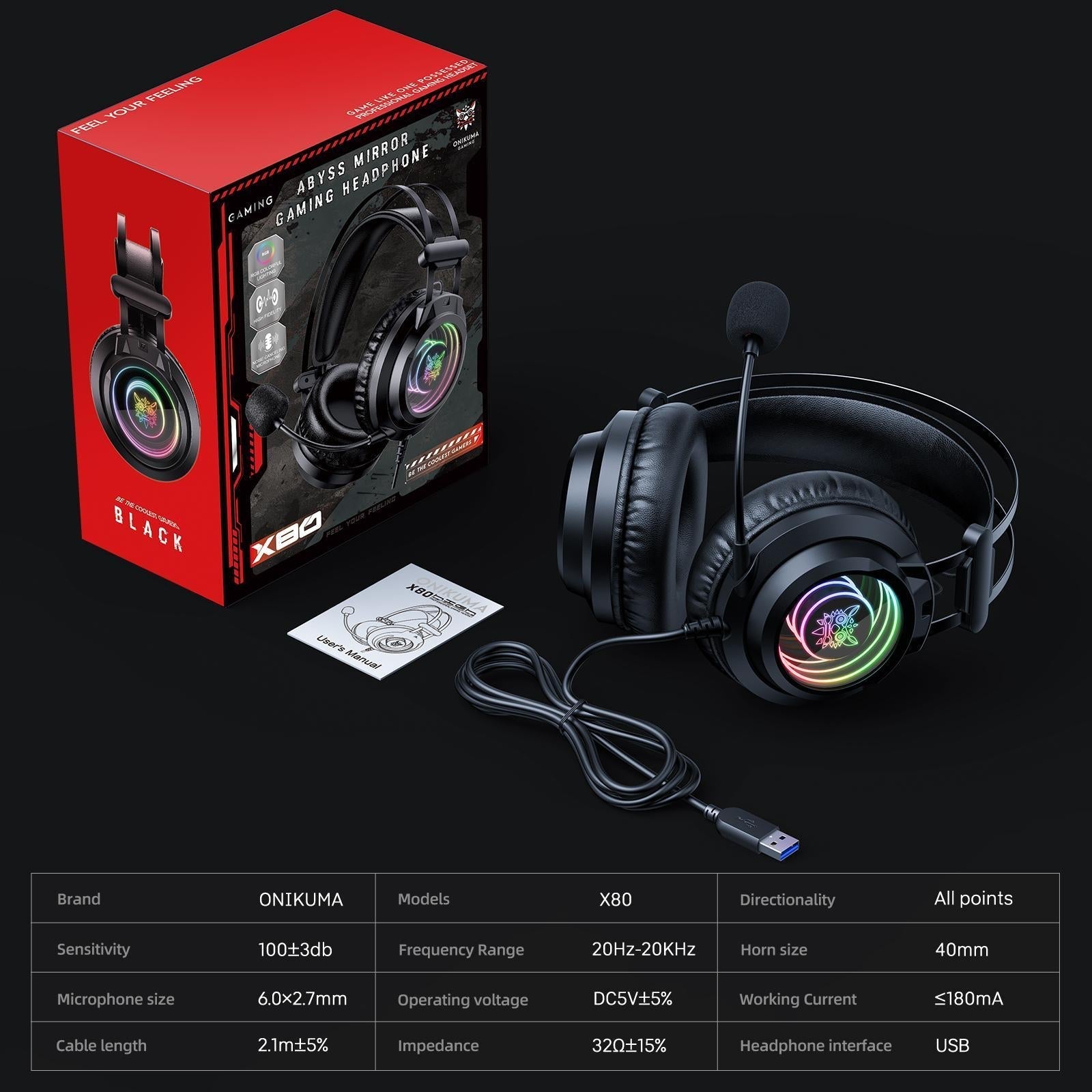 X80 Abyssal Mirror Gaming Headset Black