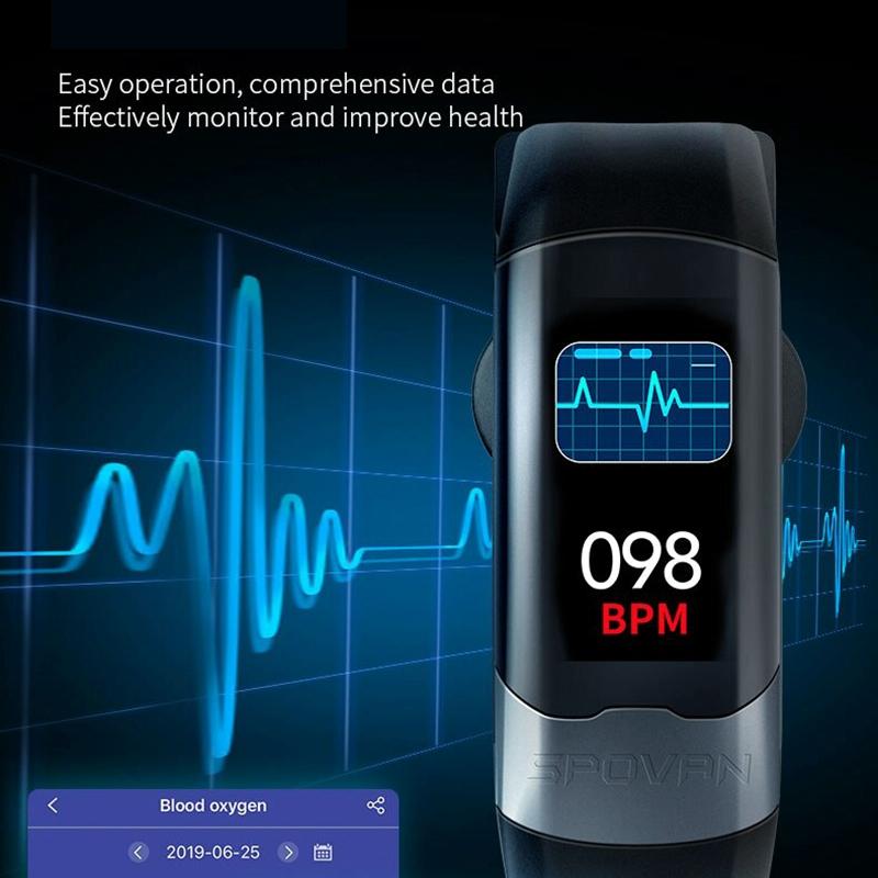 Smart Bracelet With Tft Hd Display Blood Oxygen & Sleep Monitoring - Black
