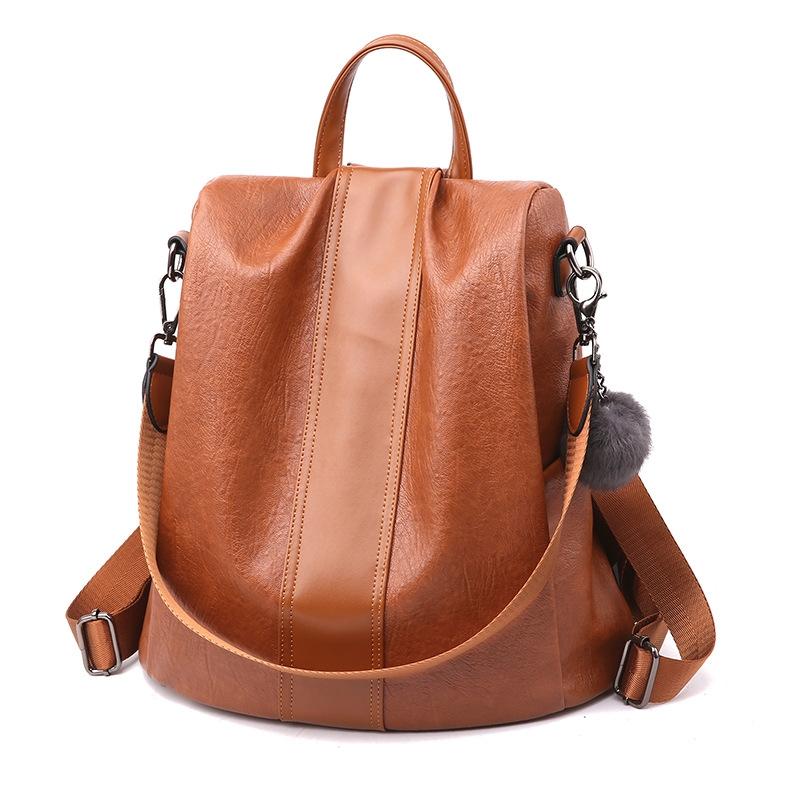 Stylish Vintage Leather Backpack for Women - Chic Design - Black