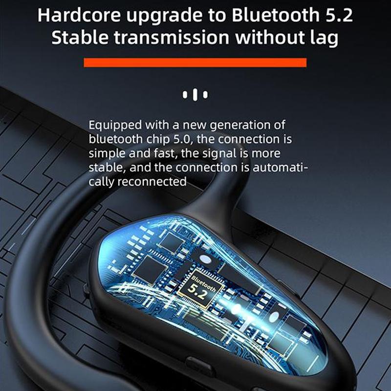 Digital Display Hanging Ear Bone Conduction Bluetooth Headset - Yx02 - Black