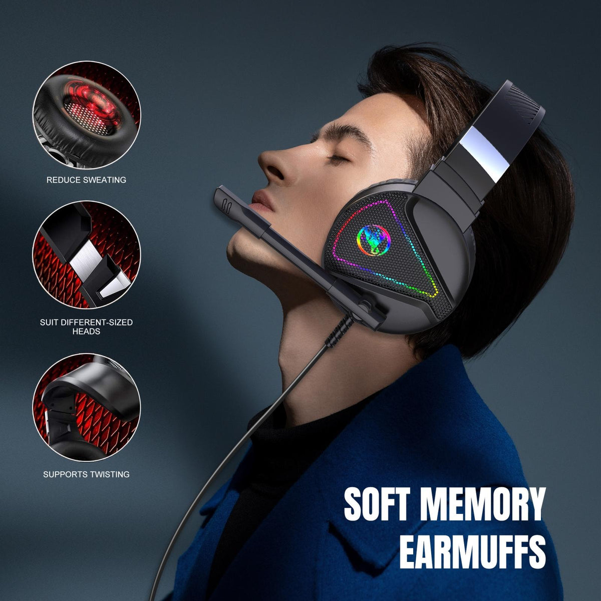 Rgb Stereo Gaming Headset With Mic Black