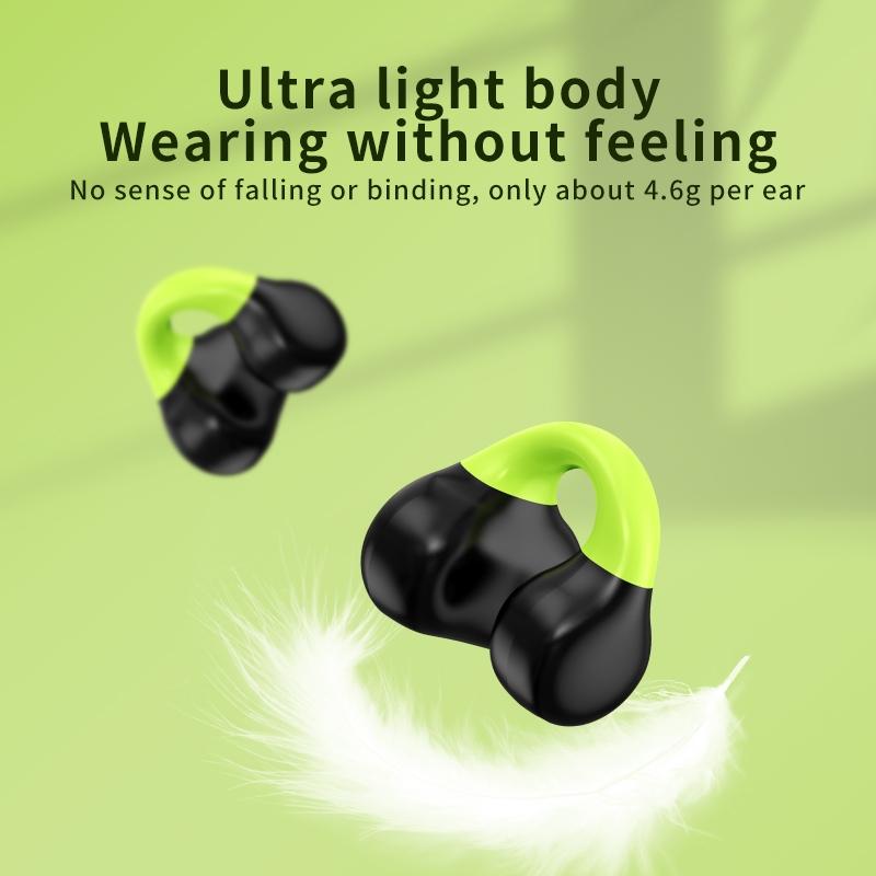Wireless Clip-on Earphones with Charging Case - Black + Green