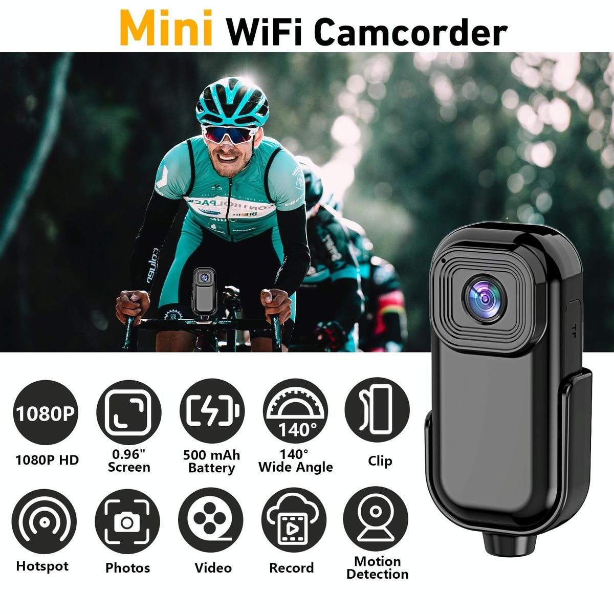 1080P Mini Action Cam For Sport Dv Video Recording 0.96 Inch Pocket Camera - White
