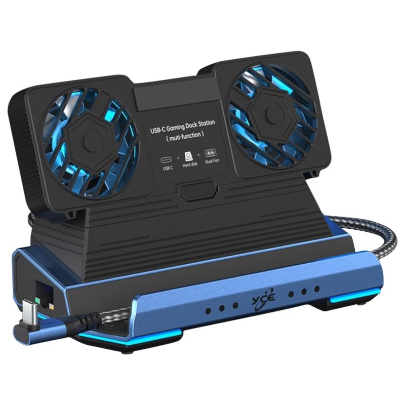 10-In-1 Usb-C Gaming Dock With Detachable Fan - Blue / Black