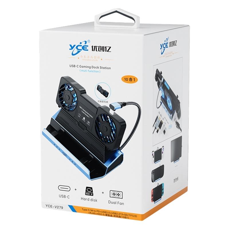 10-In-1 Usb-C Gaming Dock With Detachable Fan - Blue / Black