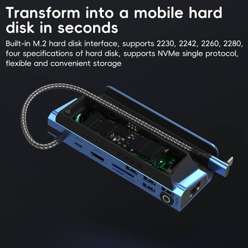 10-In-1 Usb-C Gaming Dock With Detachable Fan - Blue / Black