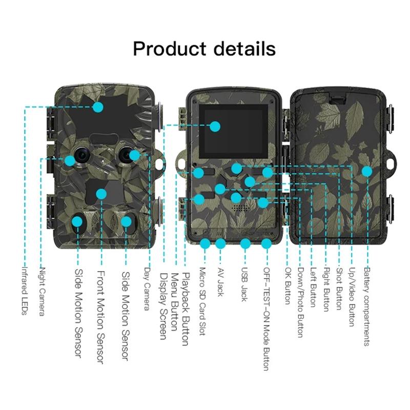 Outdoor Camouflage Dual Lens Infrared Camera with 4k Resolution and Night Vision