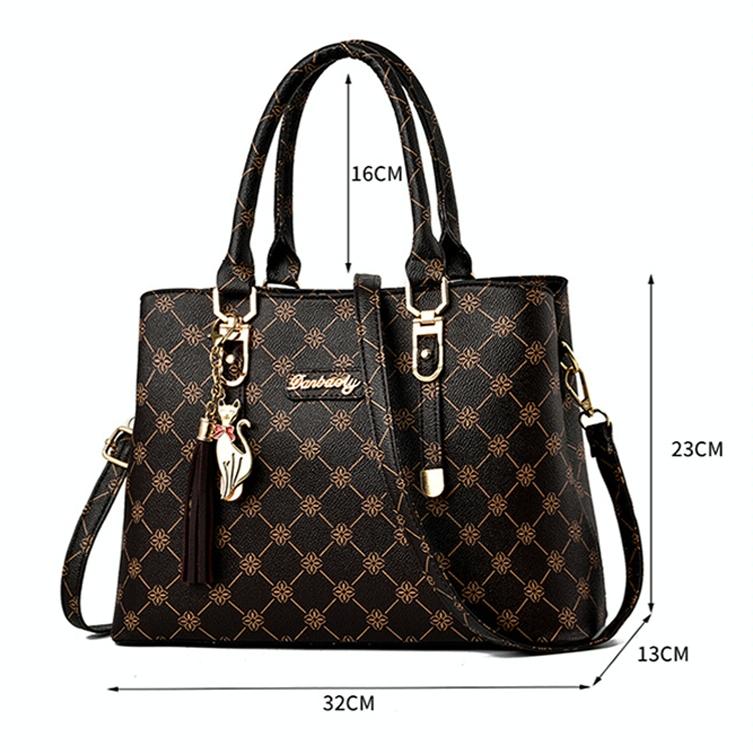 Spacious Print Handbag - Large Capacity - Deep Coffee Deep Coffee Print