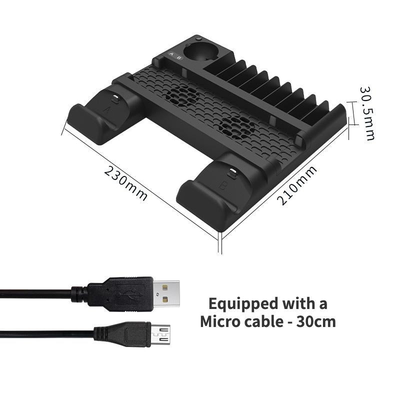 Multi-Function Dual-Seat Cooling Base For Ps4 / Ps4 Pro / Ps4 Slim With Charging And Storage - Black