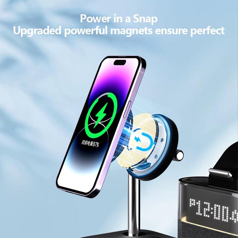 15W Wireless Charger Clock Lamp Multifunctional - Black