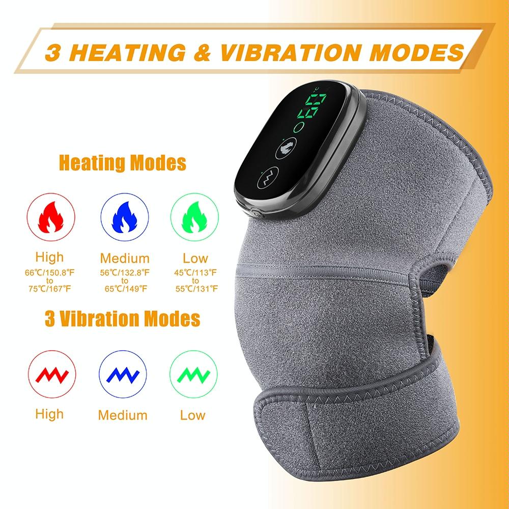 Vibrating Knee Massager With Heat Therapy Gray
