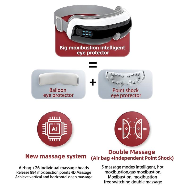 Adjustable Eye Massager With Hot Compress Black - Black