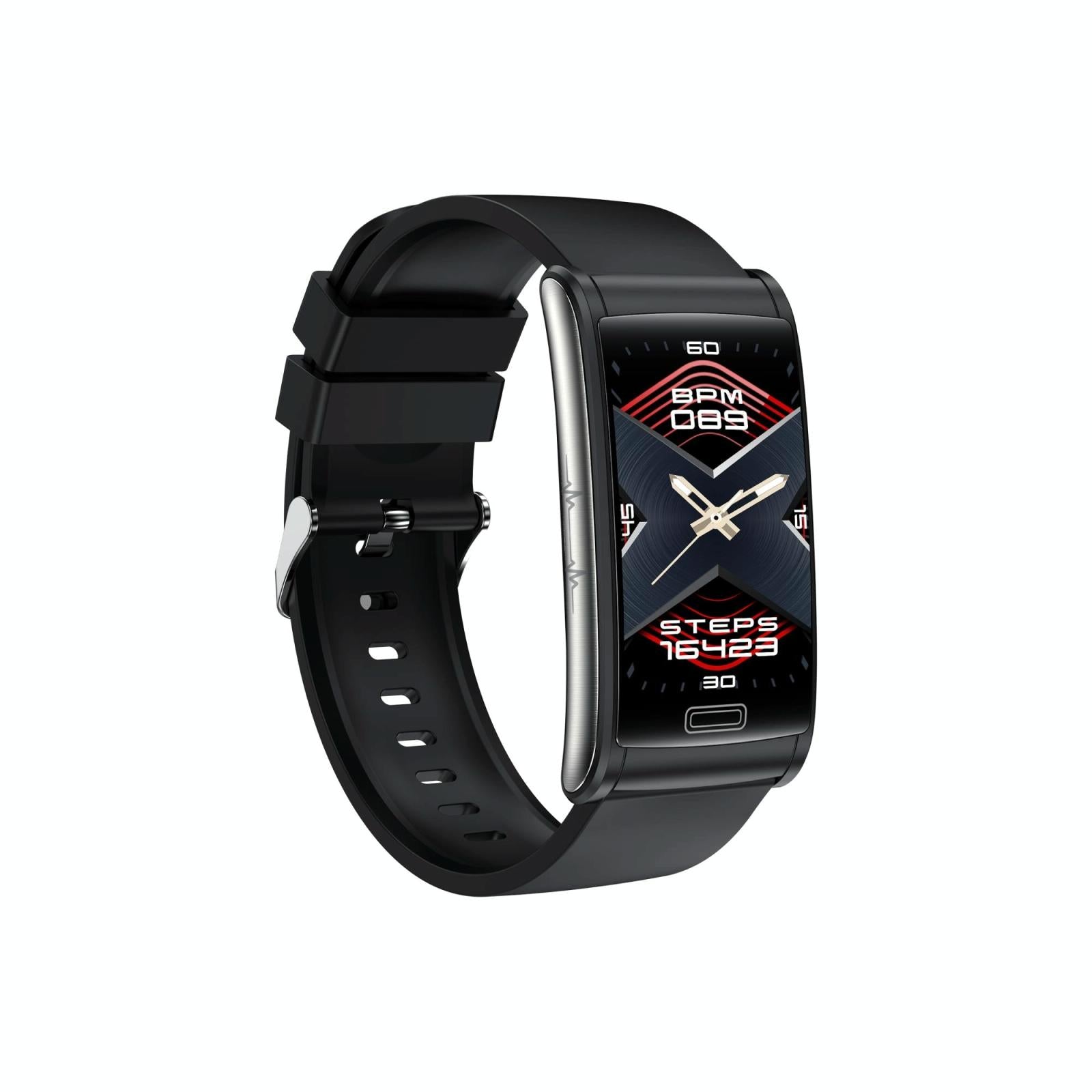 Smart Watch With Heart Rate And Blood Pressure Monitoring - Colour Screen - Black