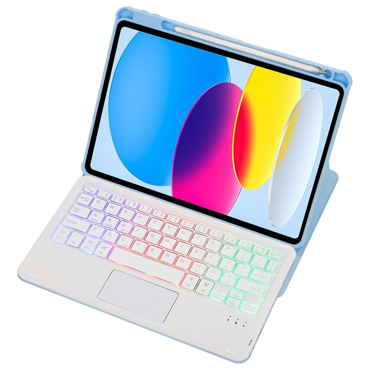 360 Rotation Bluetooth Keyboard Leather Case For Ipad 10.9 2022 With Touch Control And Backlight - Black