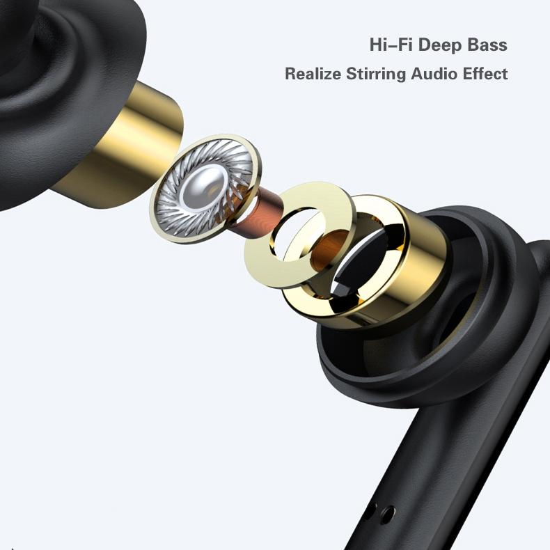 Mini Touch Control Tws Wireless Earphones with Mic & Charger Box - Black