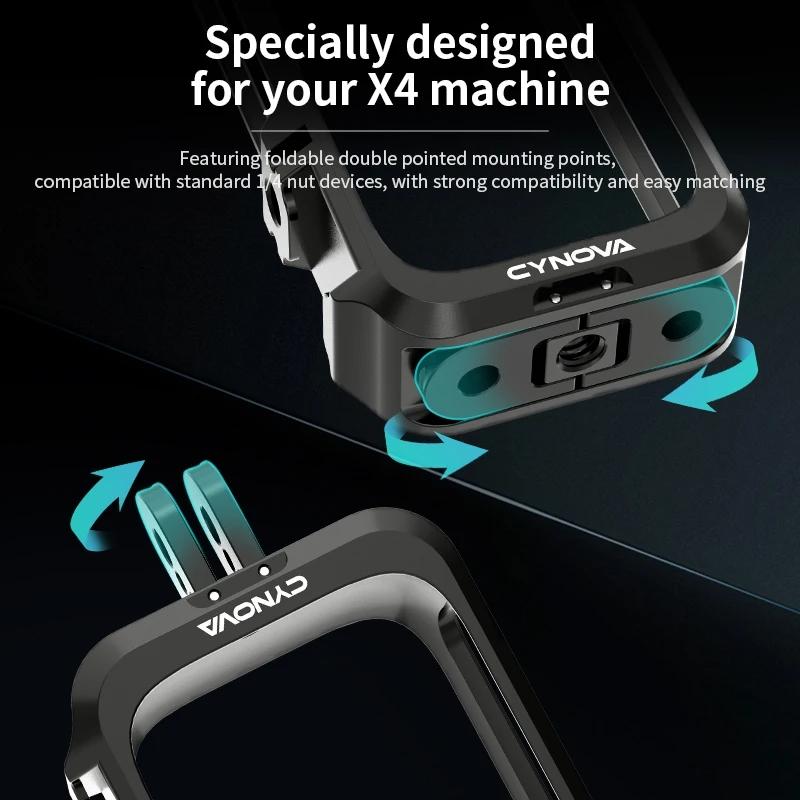 Metal Rabbit Cage & Lens Cover Set for Insta360 X4 - Black