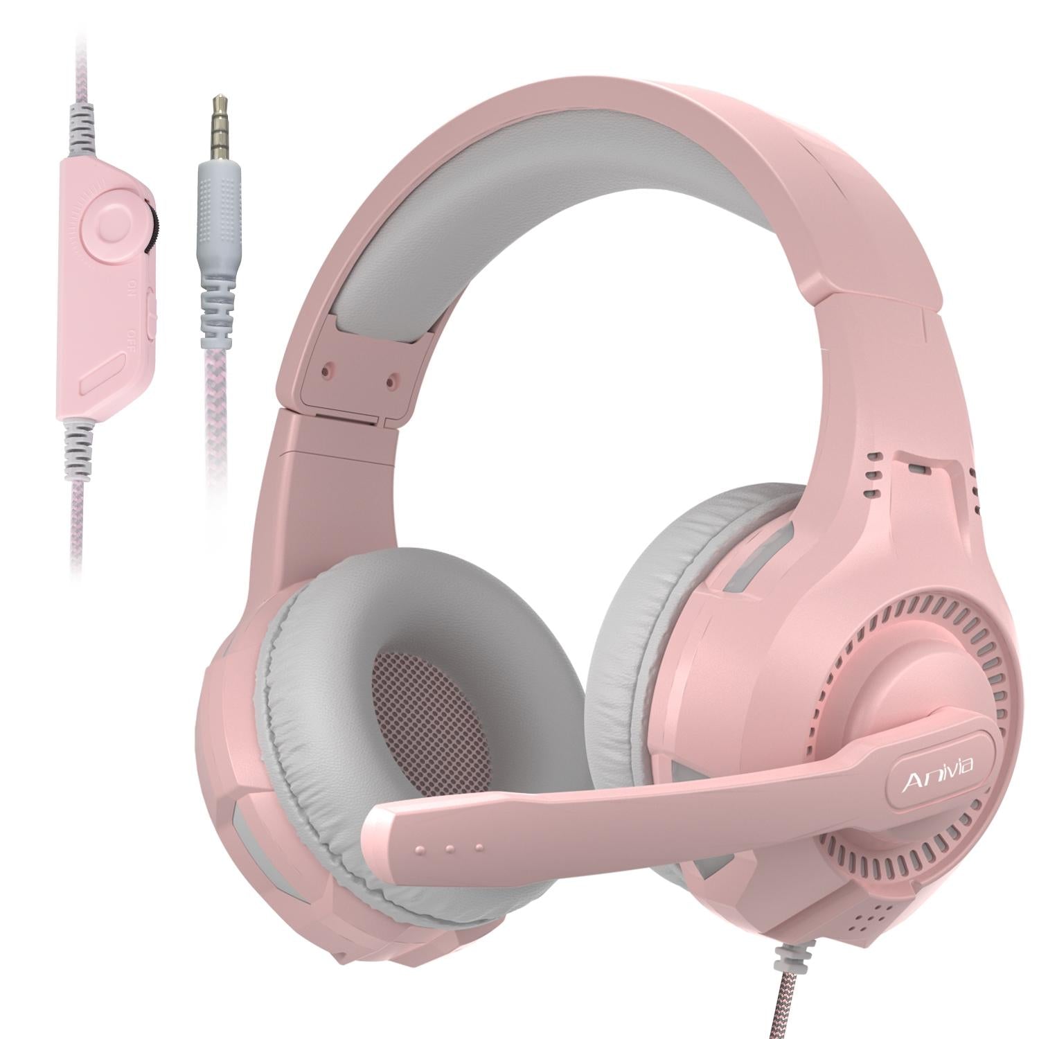 3.5Mm Wired Gaming Headset With Mic Pink