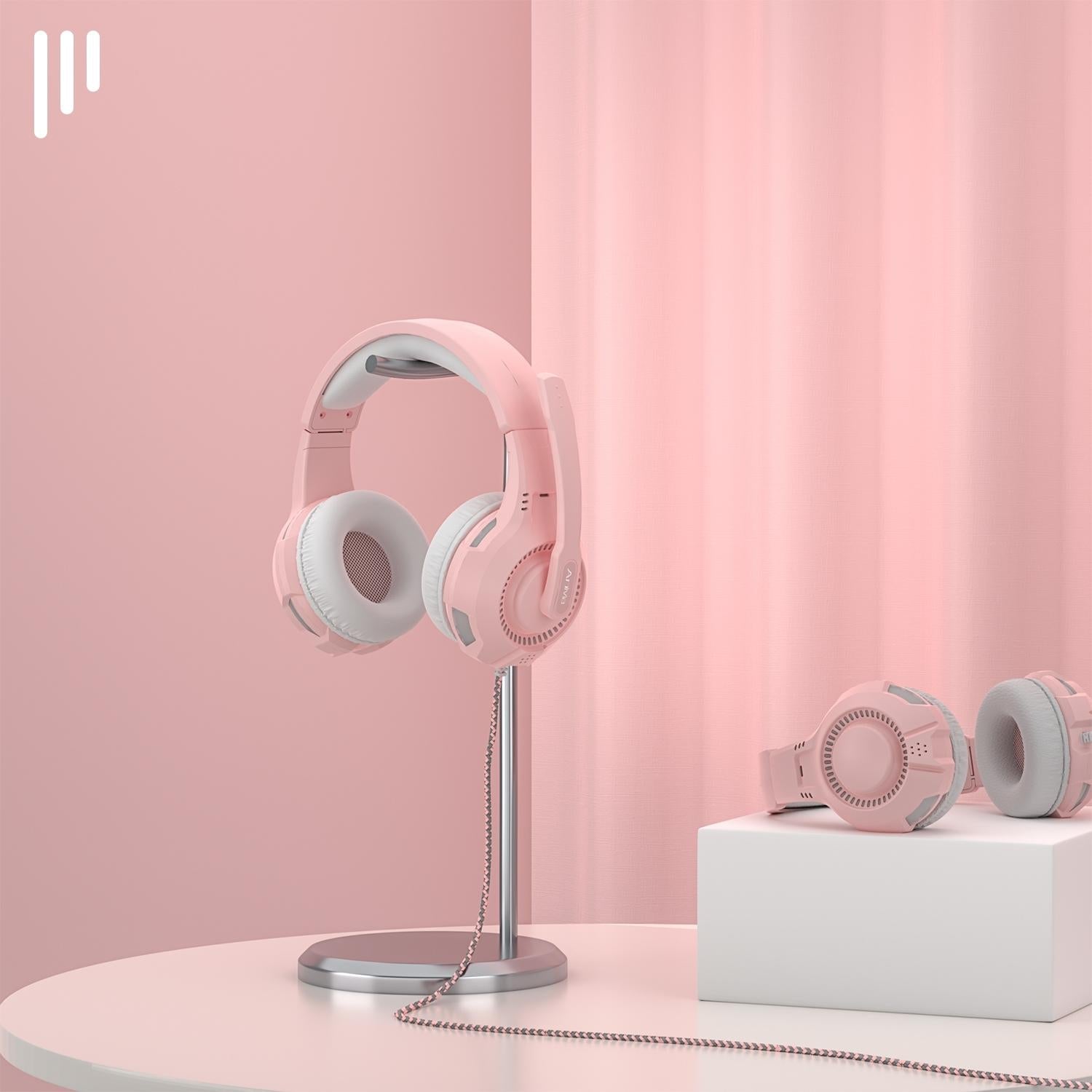 3.5Mm Wired Gaming Headset With Mic Pink