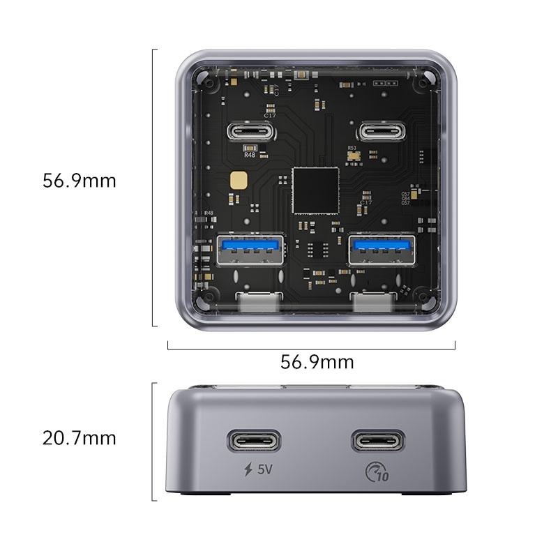 4-Port Usb 3.0 Hub Converter Compact Silver
