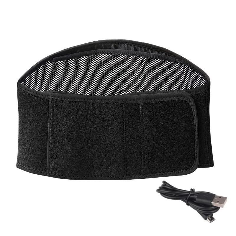 Adjustable Usb Heated Waist Belt For Sports Therapy Black