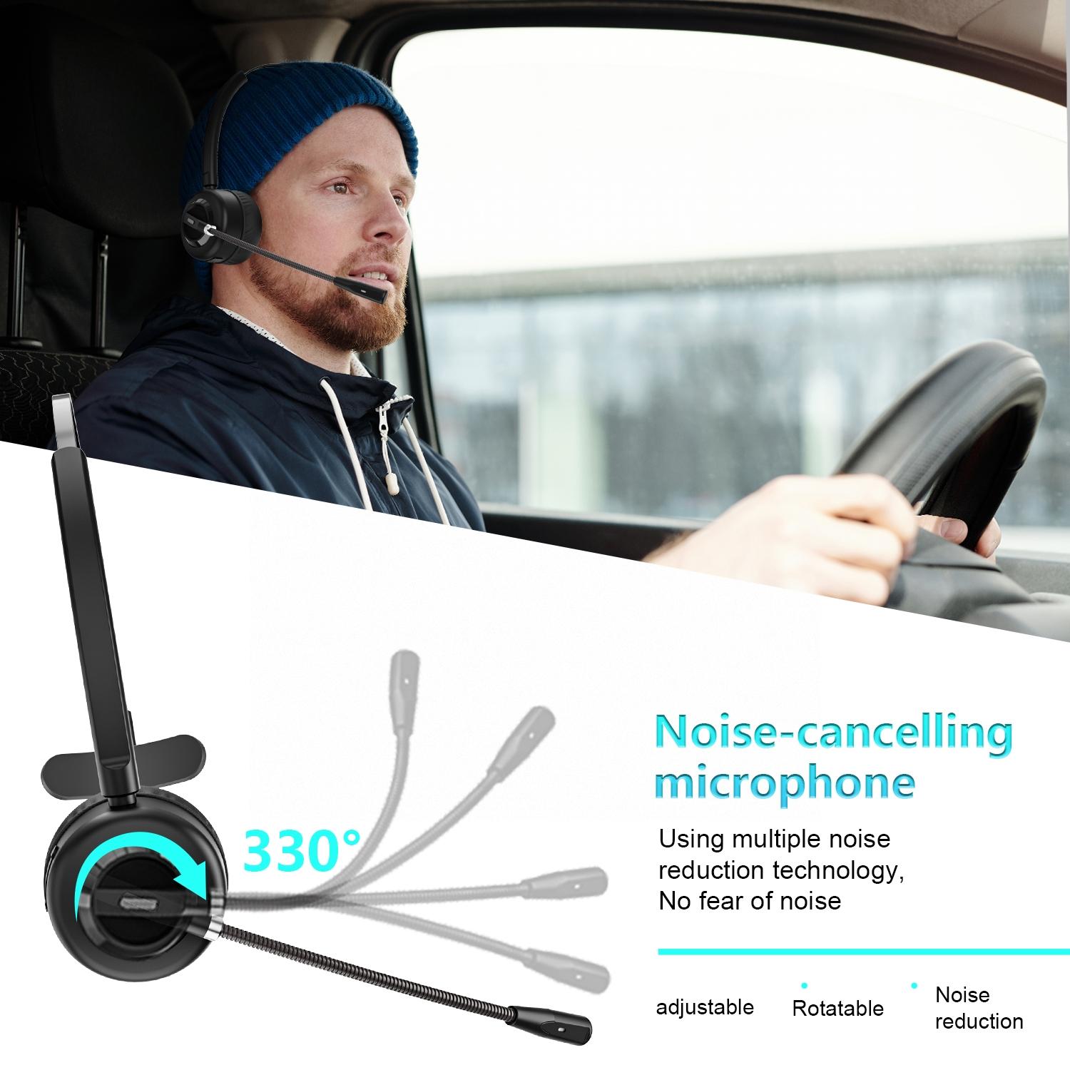 Wireless Noise-Cancelling Headset With Mic Black