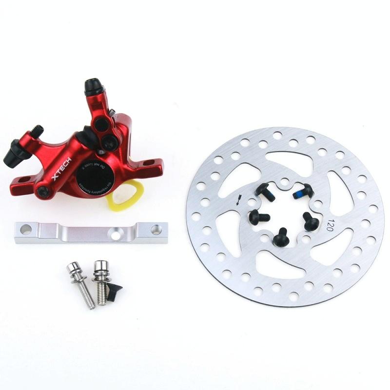 Upgraded 3-in-1 Scooter Brake & Seat Set for Xiaomi M365 Pro - Red Brake + Silver Adapter