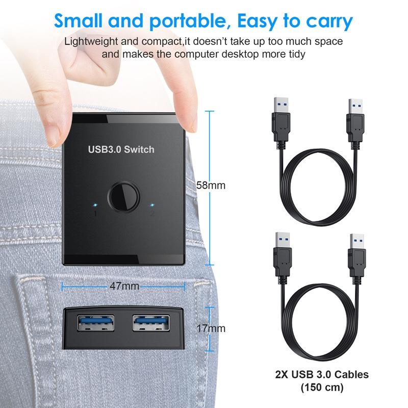 Usb3.0 Bidirectional Printer Splitter Black