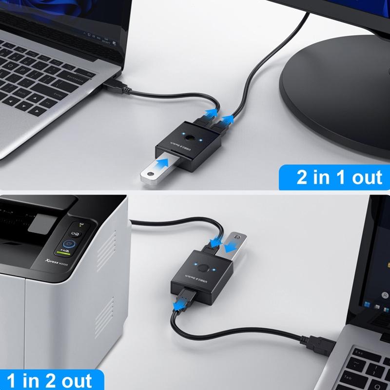 Usb3.0 Bidirectional Printer Splitter Black