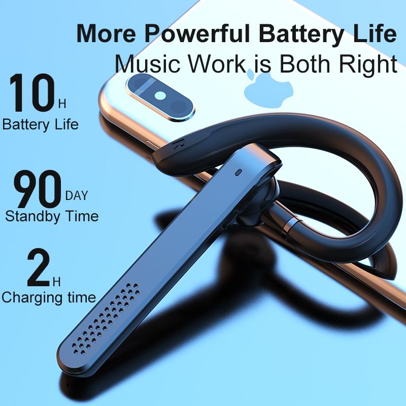 Wireless Bluetooth Earphone with Noise Reduction - Ear-mounted - Black