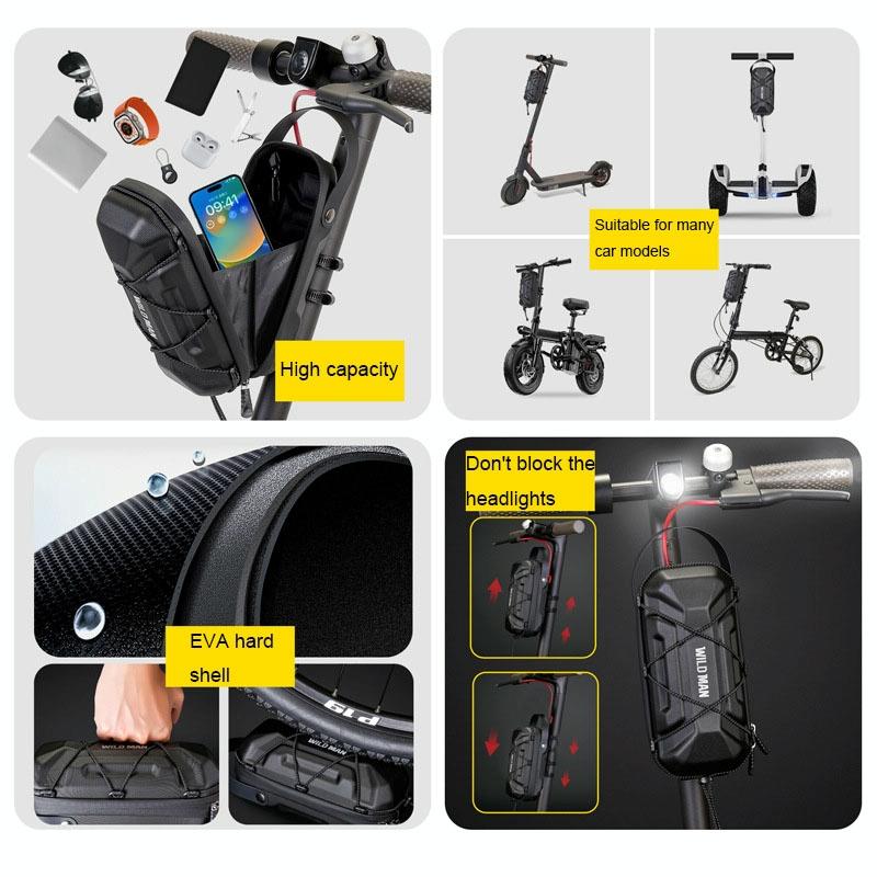Electric Scooter Bag - Hard Shell Foldable Hanging Black