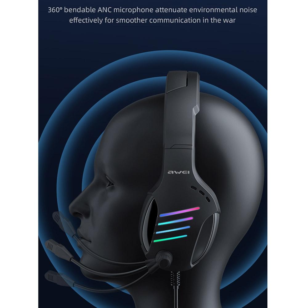 Usb + 3.5Mm Gaming Headset With Mic & Ambient Light Black