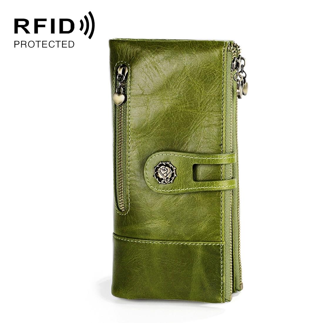 Vintage Rfid Leather Wallet with Card Slots for Women - Red