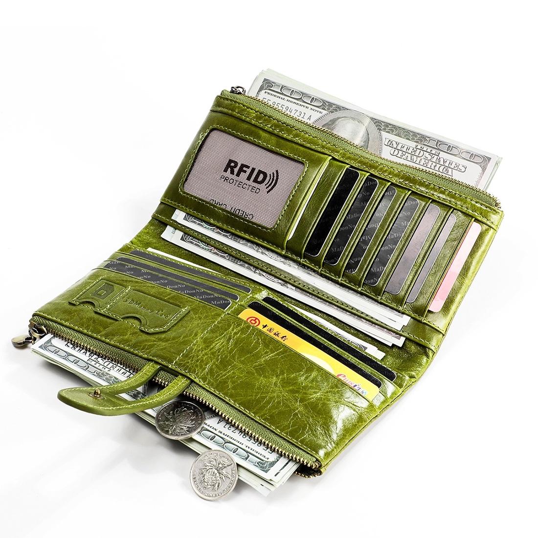 Vintage Rfid Leather Wallet with Card Slots for Women - Red