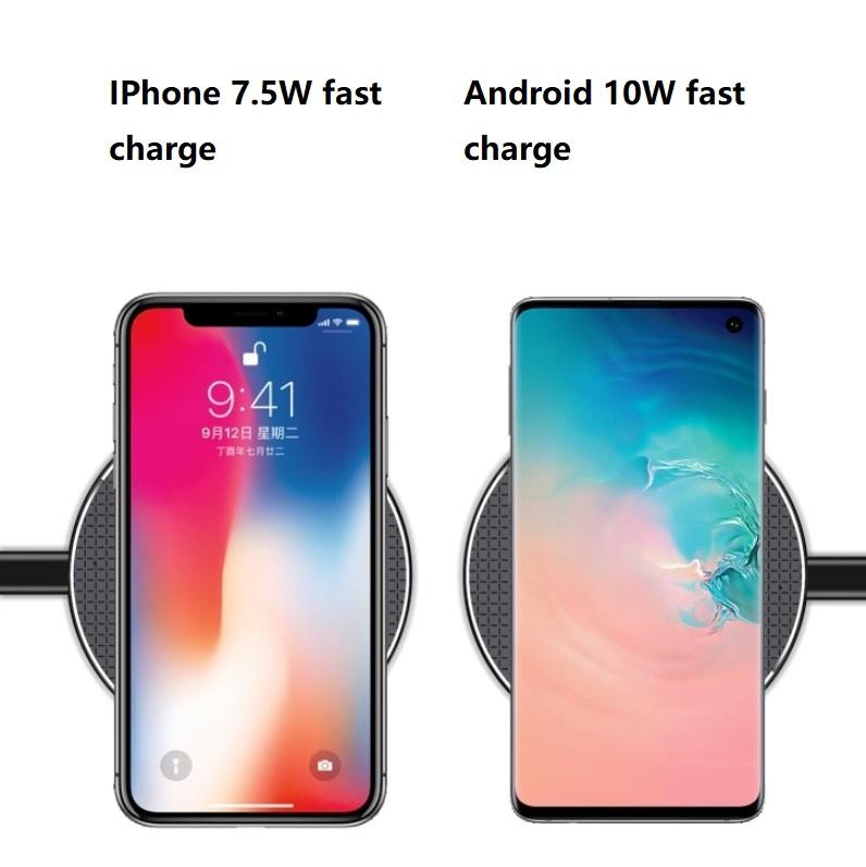 2 Pack Universal 10W Aluminum Wireless Charger With 1M Cable
