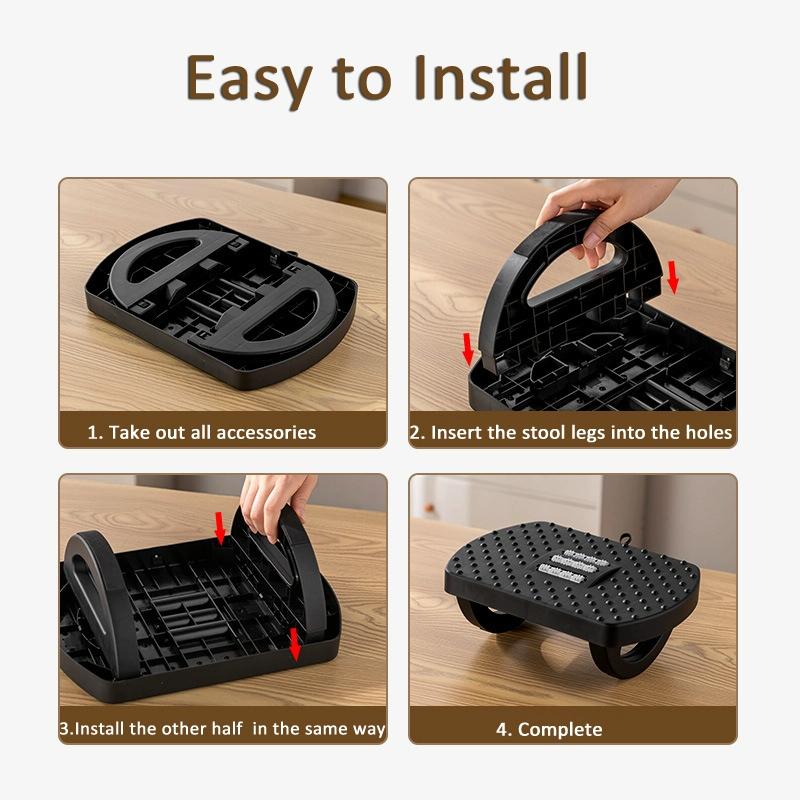 180 Degree Swing Footstool With Handle Black