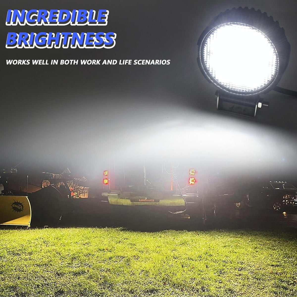 14W 9 - 30V Floodlight Mixed Luminous 4 Inch Round Work Light With Wire Set