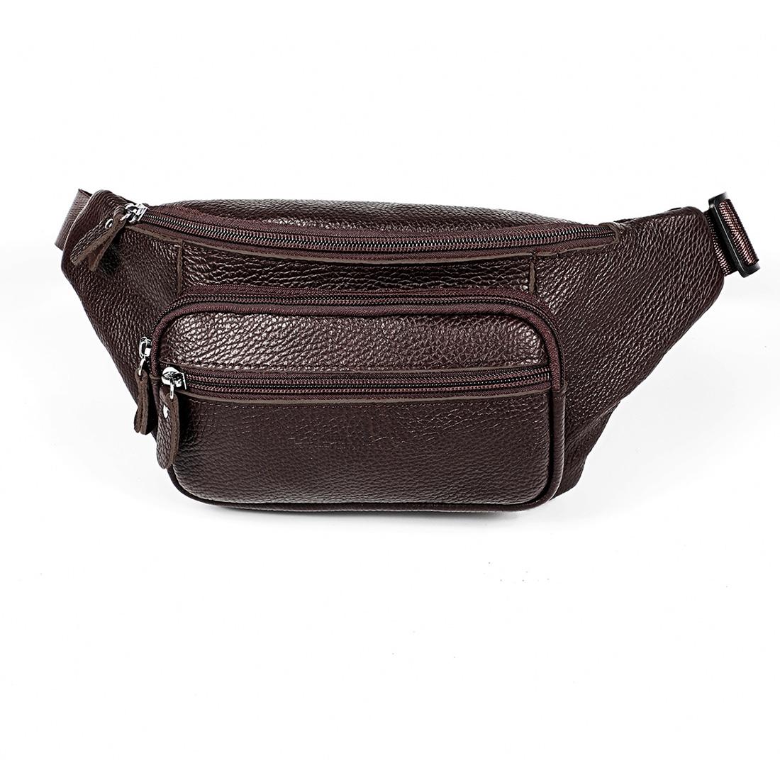 Outdoor Leather Shoulder Bag For Sports &amp; Phone - Coffee