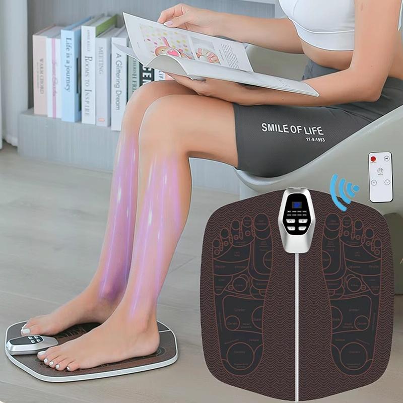 Foldable Ems Foot Massager Pad With Remote Coffee